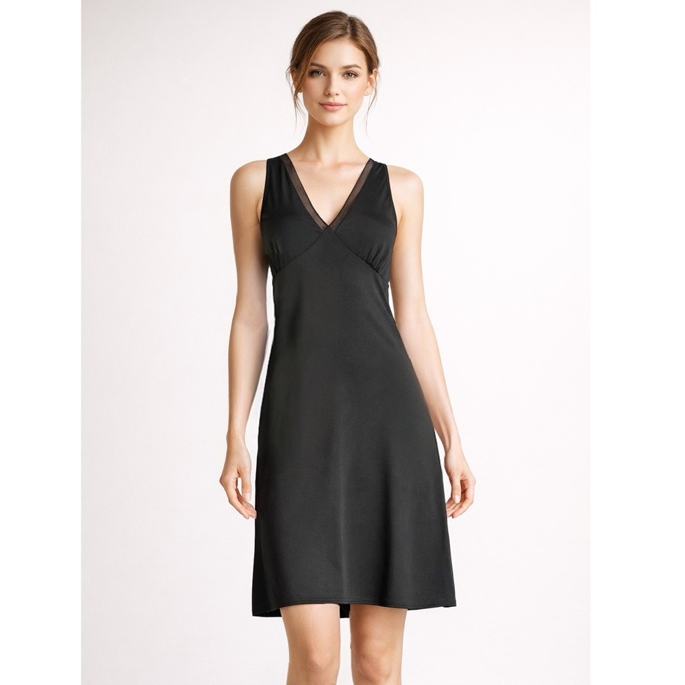 Elita Mesh Trim Ruched Bust Full Slip Black Size Small
